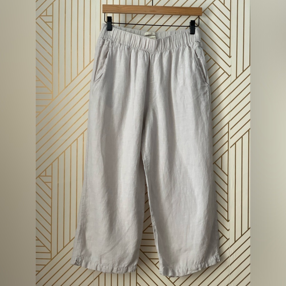 Cynthia Rowley 100% Linen Cropped culotte style crop Pant wide leg lagen look M - Picture 6 of 12